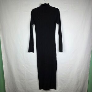Future Collective Black Ribbed Mock Neck Maxi Sweater Dress Long Sleeve Large